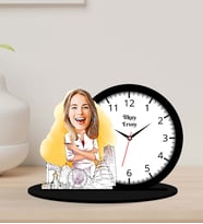 Kişiye Özel Hediye Bayan Mimar Karikatür Ahşap Biblo Masa Saati