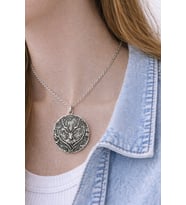 Geyik Başlı Yaşam Ağacı Motifli Gümüş Renk Metal Unisex Doğa Temalı Kolye