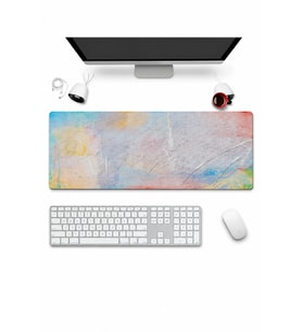 SonicTouch Klavye Mousepad 32x70cm Dikişsiz Pürüzsüz Sıvı Geçirmez Kaymaz Taban Pastel Tuval