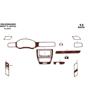 Meriç® Volkswagen Jetta Ön Torpido Kaplama Maun 13 Parça 2013-› (Maun)