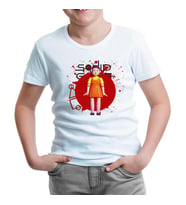 Squid Game - Robot Bebek Beyaz Çocuk Tshirt
