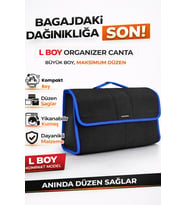 Oto Bagaj Organizer Bagaj Çantası L Boy Kaymaz Cırt Bantlı Velur Kompakt Düzenleyici
