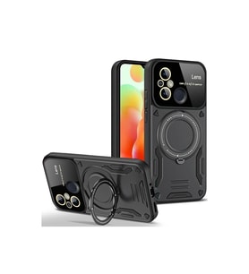 Xiaomi Redmi 12c Kılıf Joy Lens Standlı Kapak - Siyah