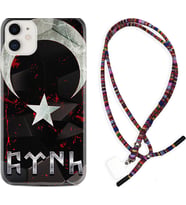 Apple iPhone 11 12 13 Mini Kılıf Boyun Asklı Rasta Silikon Göktürk 1394