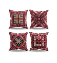 Moud's Çift Tarafı Baskılı Türkiye Kilim Desenli 4'lü Kombin Süet Kırlent Kılıfı