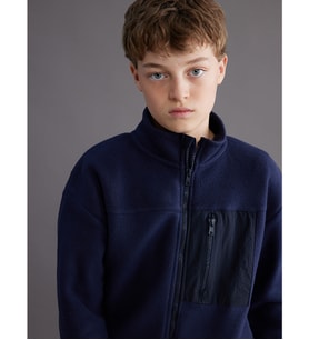 LCW Kids Lacivert Dik Yaka Polar Erkek Çocuk Hırka