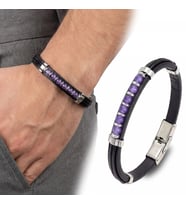 Moncuk Design Ametist Taşlı Deri Bileklik 33511G6D3M