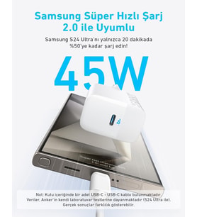 45W USB-C Şarj Cihazı + C Kablo Beyaz-B2653