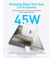 45W USB-C Şarj Cihazı + C Kablo Beyaz-B2653