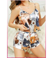 Kedi Baskılı Şort Takım (Desenli)