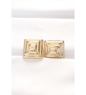 Pirinç Gold Renk Kare Form Küpe 5886 - SSSSSS5505-2319