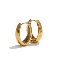 18 Ayar Altın Kaplama Dolgun Form Gold Halka Küpe – Minimal Lüks Model