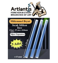 İnce Sıcak Silikon Mum 5 Adet 1 Paket Mum Çubuk Silikon İnce Silikon Tabanca Yedeği İnce 1 Paket (Şeffaf)