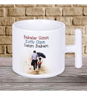 Babalar Günün Kutlu Olsun Canım Babam Baskılı Hediyelik T Kupa Bardak-1