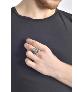 Erkek Antik Gümüş Kaplama Gotık Keçi Yüzük