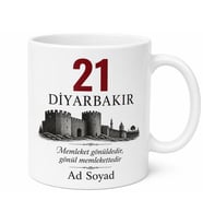 Diyarbakır Plaka ve İsim Baskılı Kupa Bardak - 21 Plaka Özel Tasarım Hediye
