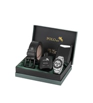 Polo Air Erkek Kol Saati Otomatik Mekanizmalı Cüzdan Kemer Parfüm Siyah Set Gümüş Renk PL-7068E4