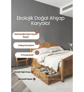 Mi̇lano Piramit Model 2 Çekmeceli Masif Ahşap Karyola Kolay Kurulum Fırınlanmış İthal Sibirya Çamı 150x200 Yatak Uyumlu
