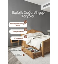 Mi̇lano Piramit Model 2 Çekmeceli Masif Ahşap Karyola Kolay Kurulum Fırınlanmış İthal Sibirya Çamı 150x200 Yatak Uyumlu