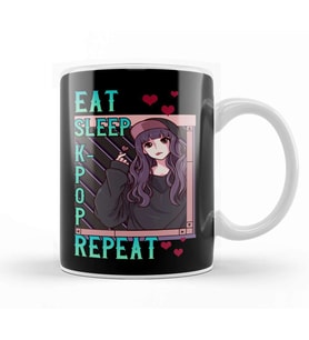 Cute Eat Sleep K Pop Repeat Korean Music Kpop Girl Kupa Bardak Porselen