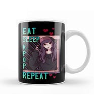 Cute Eat Sleep K Pop Repeat Korean Music Kpop Girl Kupa Bardak Porselen
