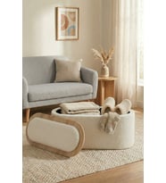 Contes Bohem Sandıklı Orta Sehpa Puf/bench, Kırık Beyaz