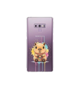 Samsung Galaxy Note 9 ile Uyumlu Splash Kapibara Tasarımlı Şeffaf Silikon Kılıf