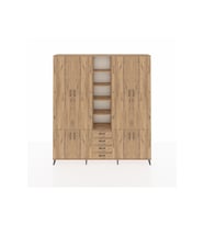 Arges Gardrop 17 Raflı 4 Çekmeceli 8 Kapaklı 220x30x243 Çam-Çam