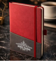 BK Gift Kişiye Özel Kırmızı Termo Deri Defter -14, Kartvizit Bölmeli, Çizgili Ivory Kağıt