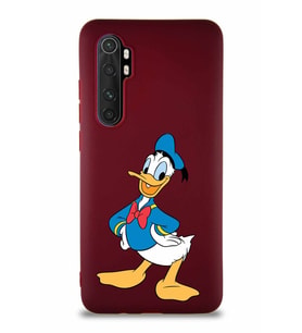 Xiaomi Mi Note 10 Lite Soft Premier Kapak Donald Duck-C Tasarımlı Silikon Kılıf - Mürdüm (Şeffaf)