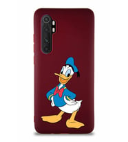 Xiaomi Mi Note 10 Lite Soft Premier Kapak Donald Duck-C Tasarımlı Silikon Kılıf - Mürdüm (Şeffaf)