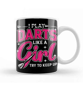 Play Darts Like Girl Dart Player Bullseye Dartboard Arrow Kupa Bardak Porselen