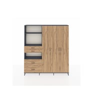 Arges Gardrop 12 Raflı 4 Çekmeceli Tek Askılı 220x30x243 Antrasit-Çam