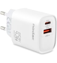 45W Çift Çıkışlı Hızlı Şarj Adaptörü (Type-C 25W + USB-A 20W), Güvenli Seyahat Şarj Başlığı, iPhone, Samsung ve Xiaomi ile Uyumlu, Beyaz