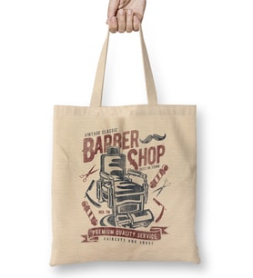 Vintage Classic Barber Shop Bez Çanta Uzun Saplı