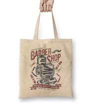 Vintage Classic Barber Shop Bez Çanta Uzun Saplı