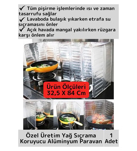 Özel Isıya Dayanıklı Katlanabilir Kolay Temizlenir Kızartma Pişirme Yağ Koruyucu Alüminyum Paravan