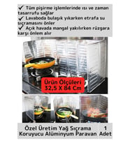 Özel Isıya Dayanıklı Katlanabilir Kolay Temizlenir Kızartma Pişirme Yağ Koruyucu Alüminyum Paravan