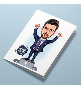 Kişiye Özel Bir Numaralı Erkek Karikatürlü Tebrik Kartı