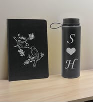 BK Gift Sevgiliye Özel İsimli Siyah Defter ve Cam Matara Hediye Seti-6, Sevgiliye Hediye, Sevgililer Günü, Yeni İş Hediyesi