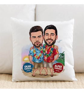 Kişiye Özel Karikatürlü Yakın Dostlar Yastık