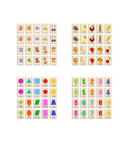 Ahşap Yapboz Zeka Kartları Eşleştirme Oyunu Hafıza Kartı Puzzle 4 lü set