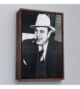 Çerçeveli Ünlü Sabıka Fotoğrafı Posteri, Ünlü Mafya Patronu, Al Capone Kanvas Tablo (Kahverengi)