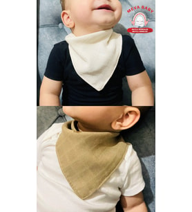 %100 Organik Pamuk Çift Katlı Müslin Kumaş Iki Çıtçıtlı Bebek Salya Önlük Fular  (Mavi)