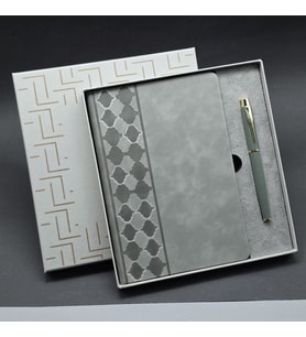 Kutulu Gri Defter Ve Metal Kalem Seti
