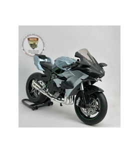 Ninja H2 1:12 Diecast Sesli Işıklı Motosiklet Modeli - Gri Karbon