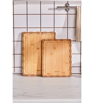 İki Parça Bambu Kesme Tahtası 28/33 cm, Şık ve Dayanıklı Mutfak Gereci