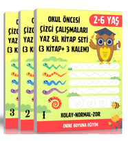 Okul Öncesi Çizgi Çalışmaları YAZ SİL Seti (3 Kitap + 3 Silinebilir Kalem)
