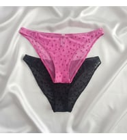 Kadın Transparan Kalp Figürlü 2'li Paket Slip Külot BB2178