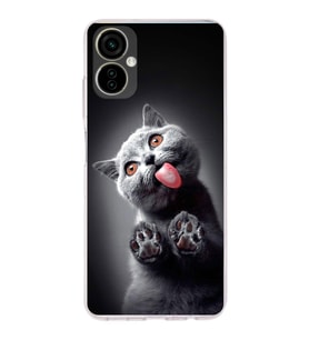 PrintiFy Tecno Camon 19 Neo ile Uyumlu 1mm Slim Fit Kedi 2 050c Baskılı Şeffaf  Kılıf